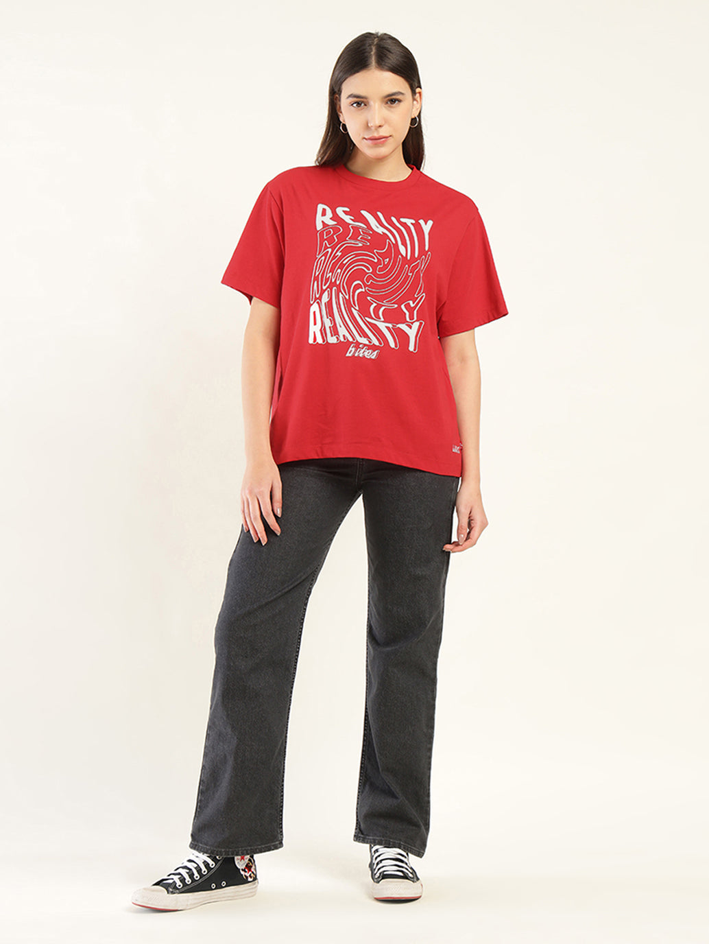 Women's Graphic Oversized T-Shirt - ModelFront View