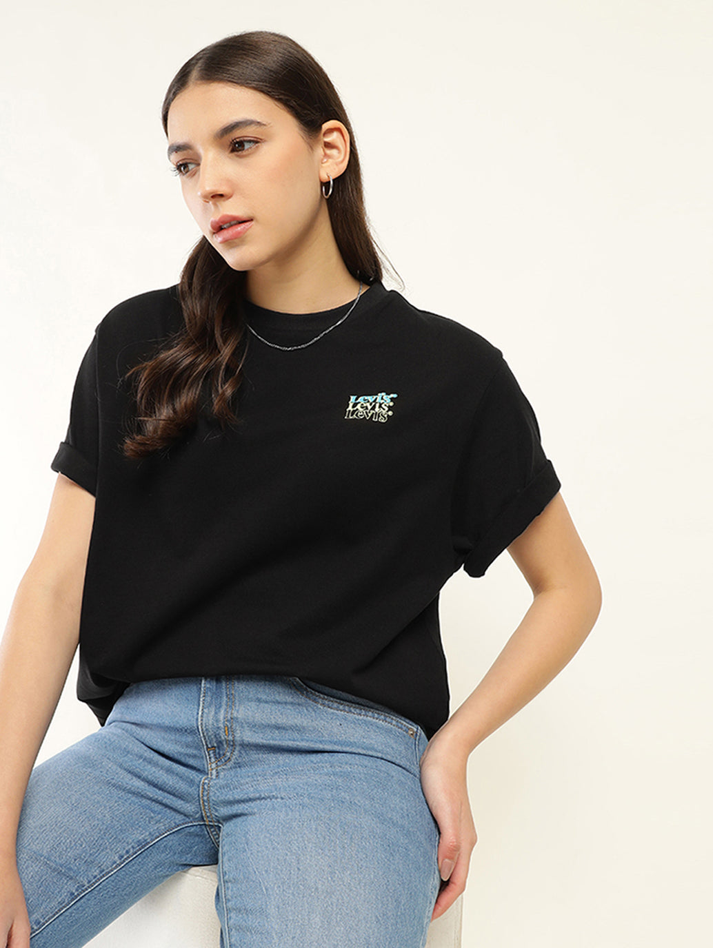 Women's Typographic Oversized T-Shirt - Styleshot View