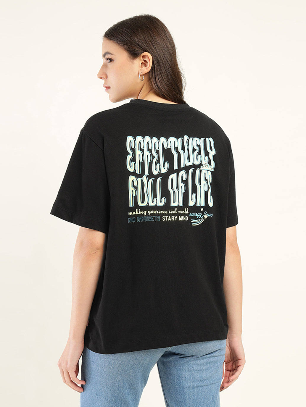 Women's Typographic Oversized T-Shirt - Back View