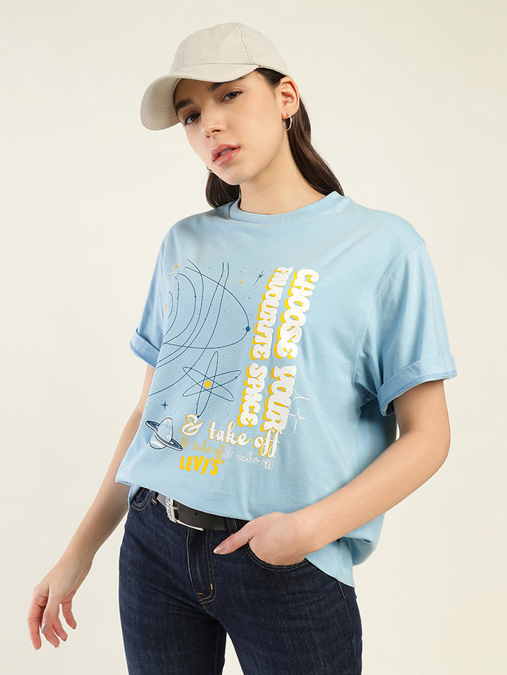 Women's Graphic Print Oversized T-Shirt - Styleshot View