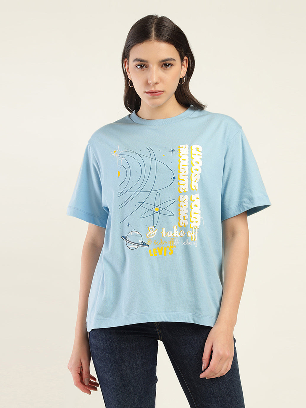 Women's Graphic Print Oversized T-Shirt - Front View