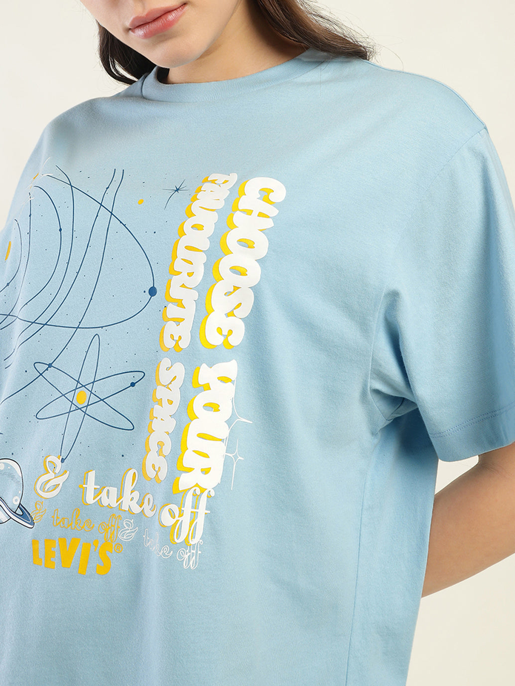 Women's Graphic Print Oversized T-Shirt - Detail View