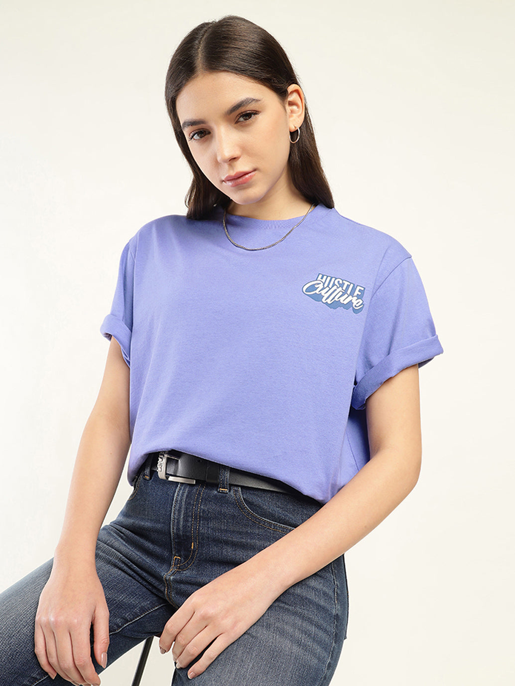 Women's Typographic Oversized T-Shirt - Styleshot View