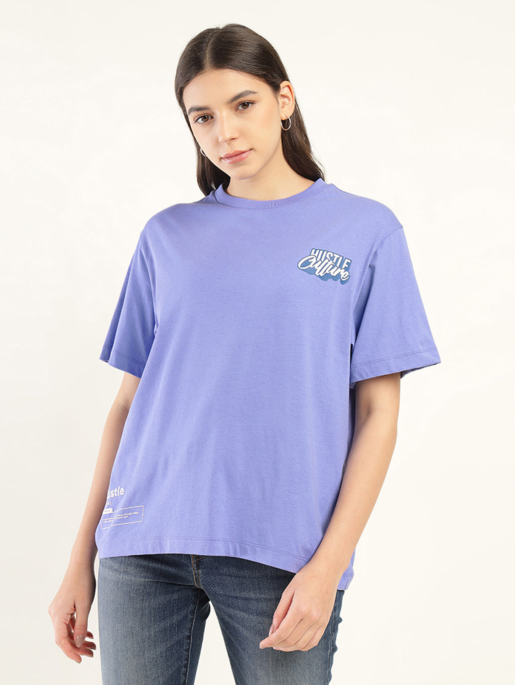 Women's Typographic Oversized T-Shirt - Front View