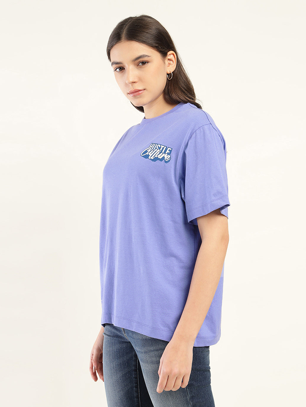 Women's Typographic Oversized T-Shirt - Side View