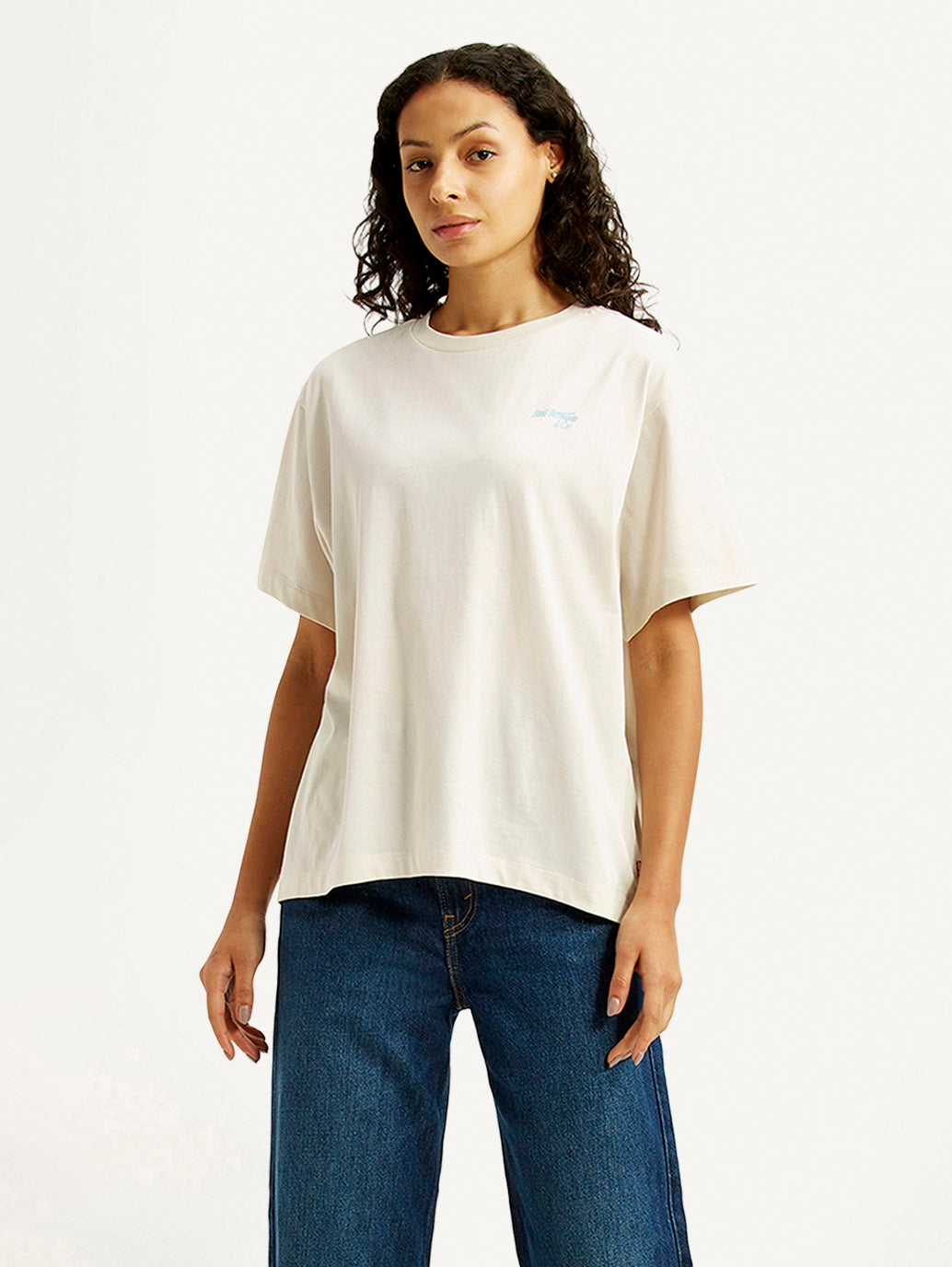 Women's Graphic Print Off White Oversized T-shirt - Styleshot View