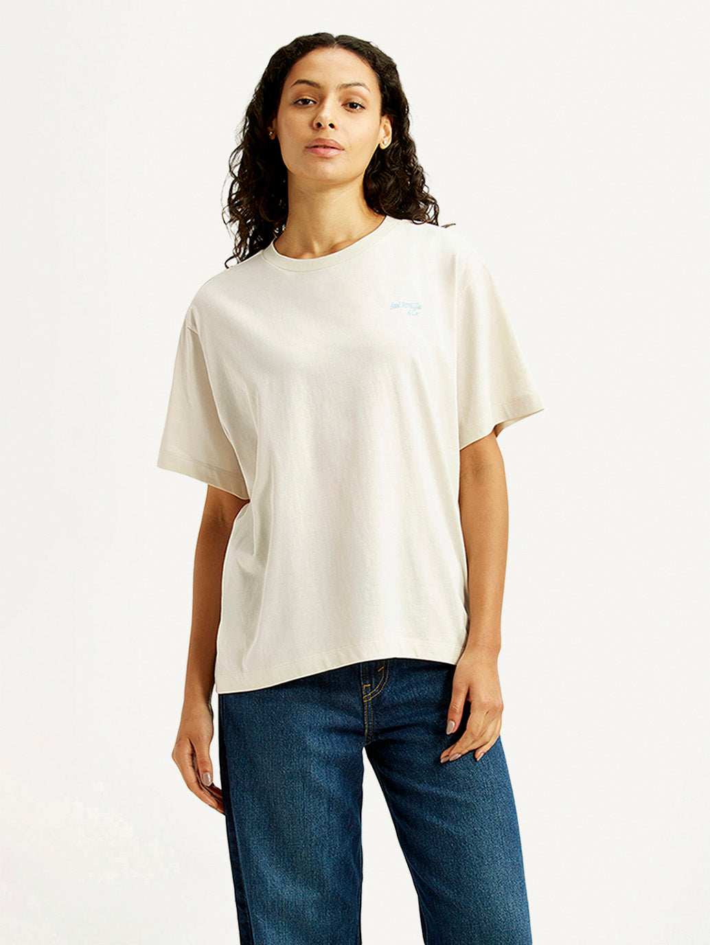 Women's Graphic Print Off White Oversized T-shirt
