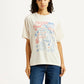 Women's Graphic Print Off White Oversized T-shirt - Front View