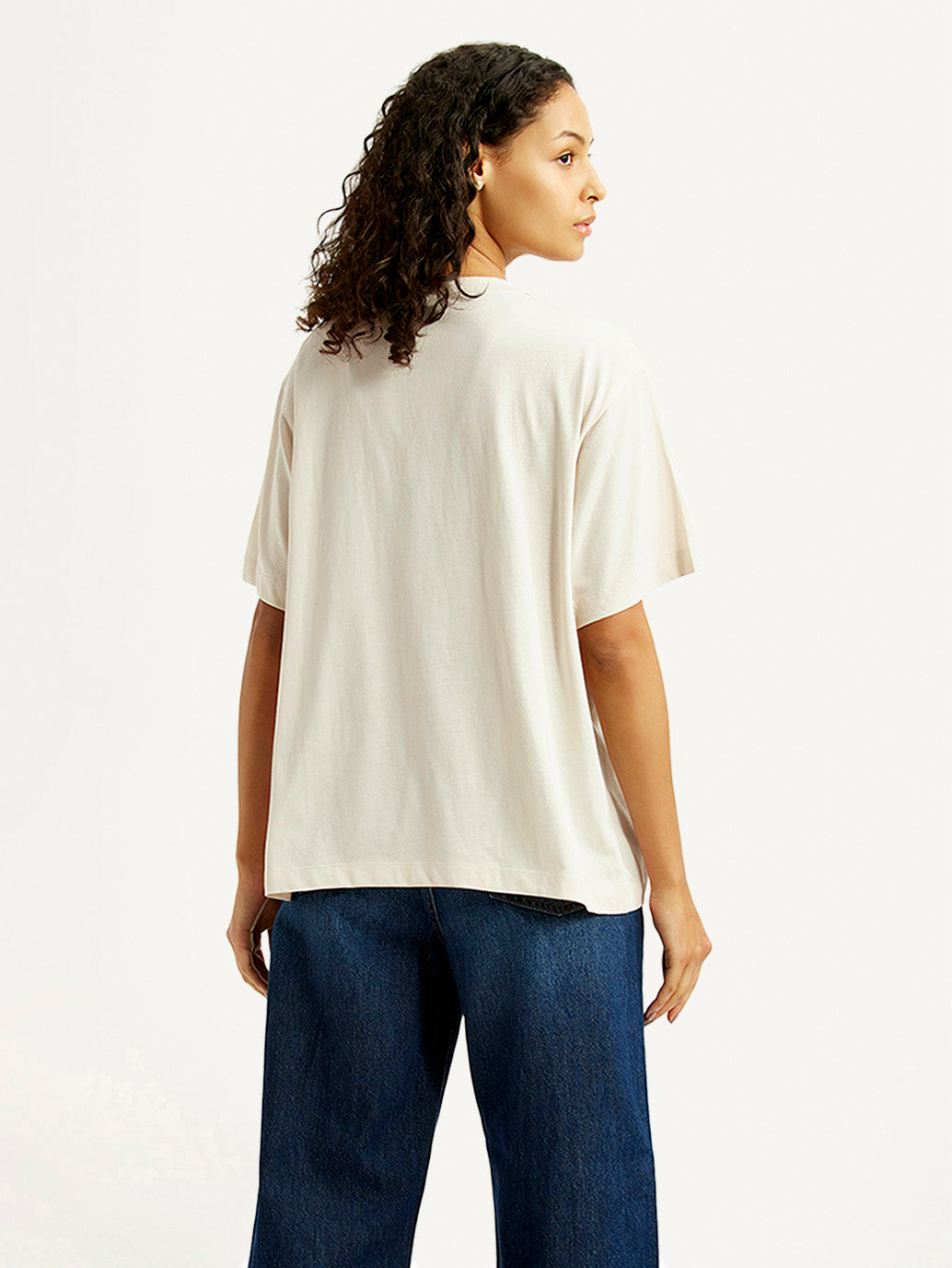 Women's Graphic Print Off White Oversized T-shirt - Back View