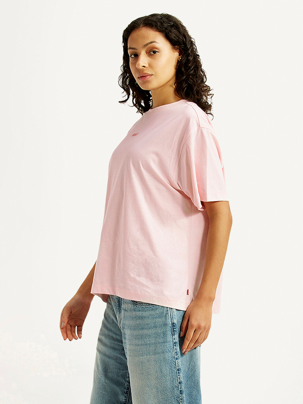 Women's Graphic Print Light Pink Oversized T-shirt - Side View