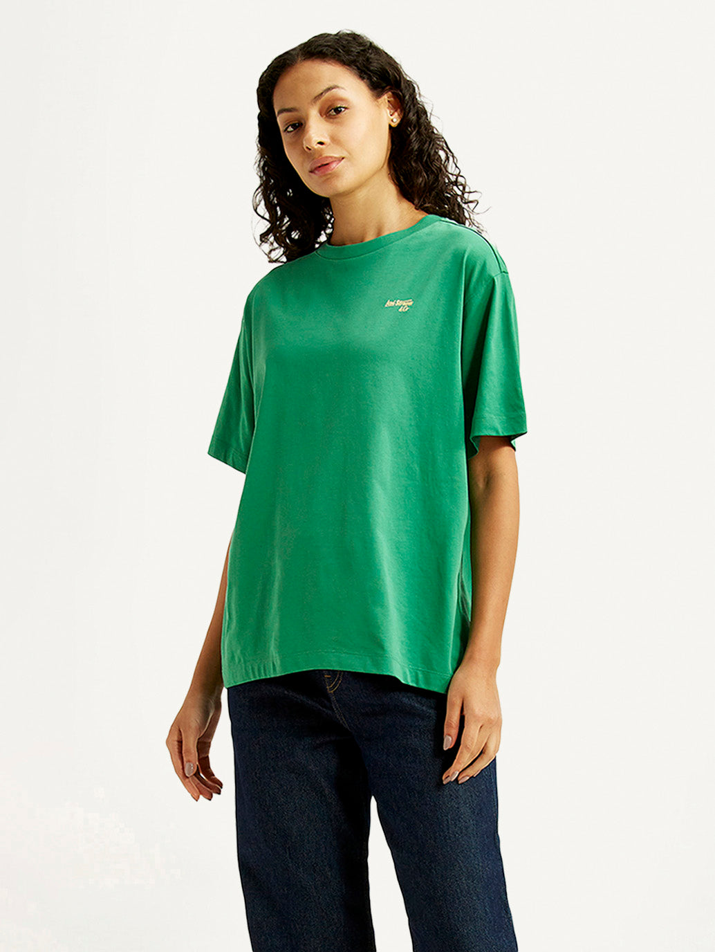 Women's Graphic Print Green Oversized T-shirt - Styleshot View