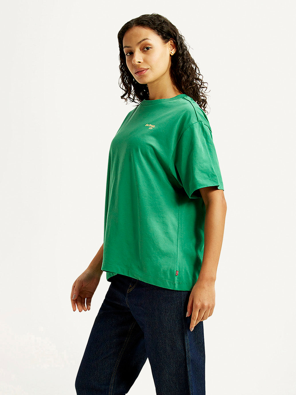 Women's Graphic Print Green Oversized T-shirt - Side View