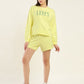 Women's Brand Logo Yellow Crew Neck Co-ord Set - Front View