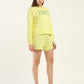 Women's Brand Logo Yellow Crew Neck Co-ord Set - Side View