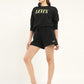 Women's Brand Logo Black Crew Neck Co-ord Set - Styleshot View