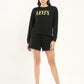 Women's Brand Logo Black Crew Neck Co-ord Set - Front View