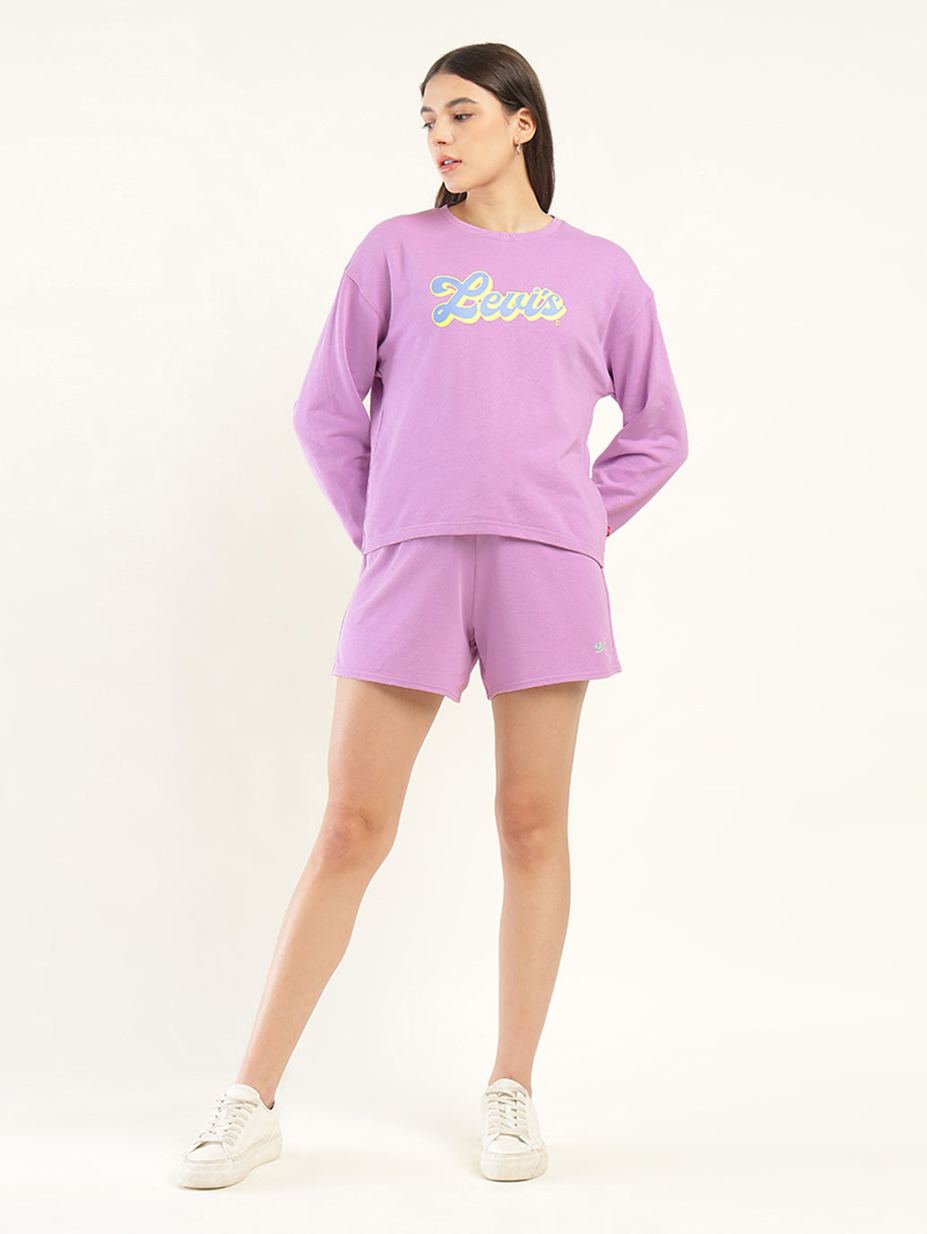 Women's Brand Logo Violet Co-ord Set - Front View