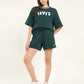 Women's Brand Logo Green Crew Neck Co-ord Set - Styleshot View