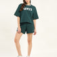 Women's Brand Logo Green Crew Neck Co-ord Set - Front View
