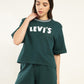 Women's Brand Logo Green Crew Neck Co-ord Set - Detail View