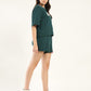 Women's Brand Logo Green Crew Neck Co-ord Set - Side View