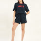 Women's Brand Logo Navy Crew Neck Co-ord Set - Styleshot View