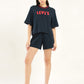 Women's Brand Logo Navy Crew Neck Co-ord Set - Front View
