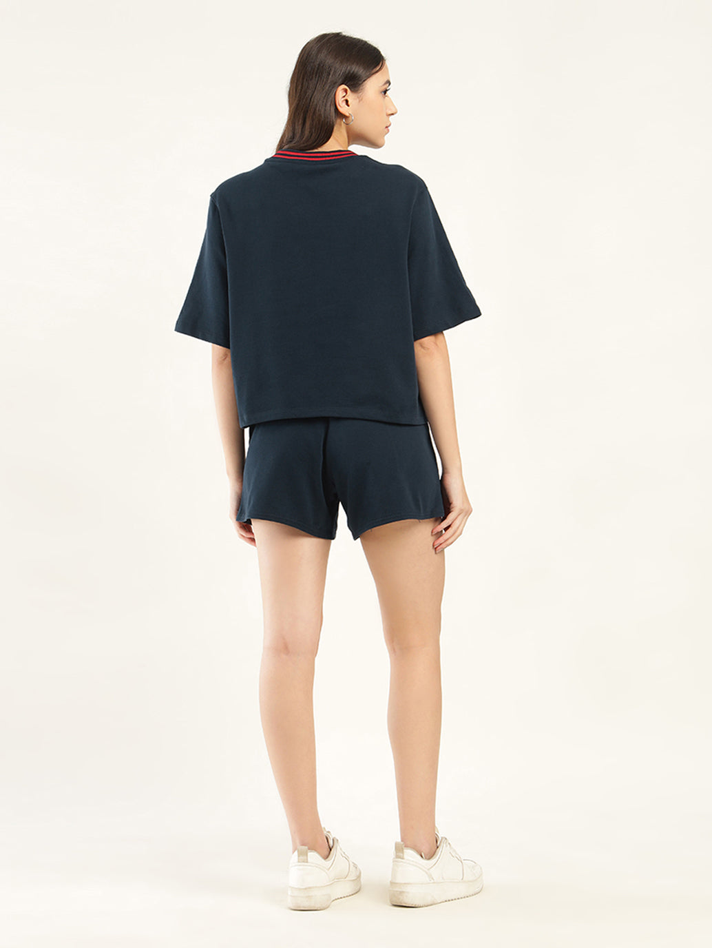 Women's Brand Logo Navy Crew Neck Co-ord Set - Back View