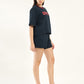 Women's Brand Logo Navy Crew Neck Co-ord Set - Side View
