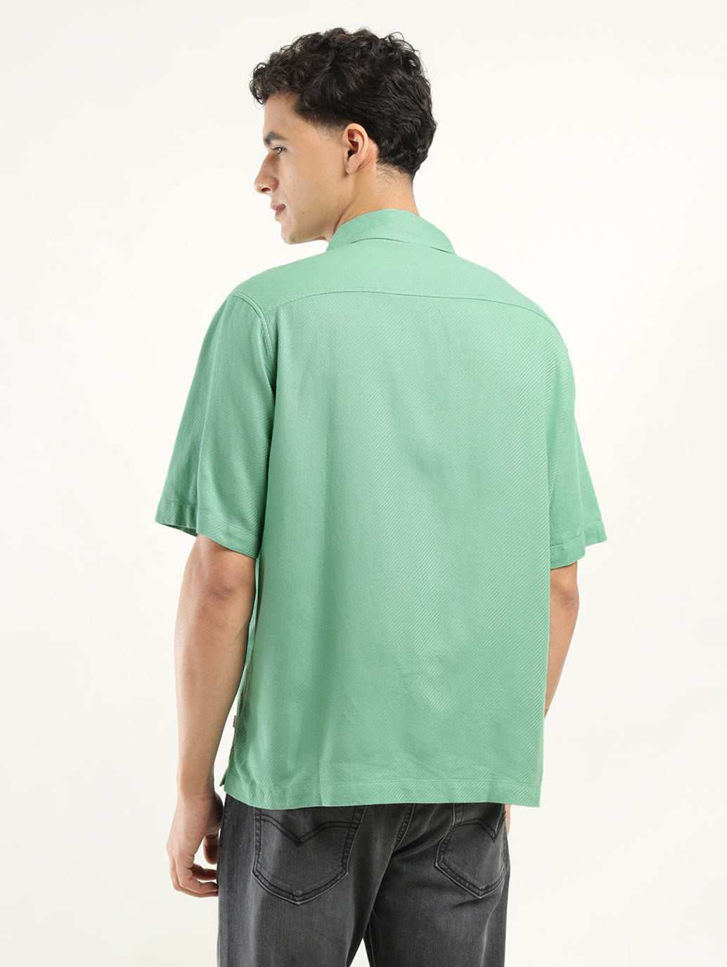 Men's Solid Camp Collar Shirt - Back View