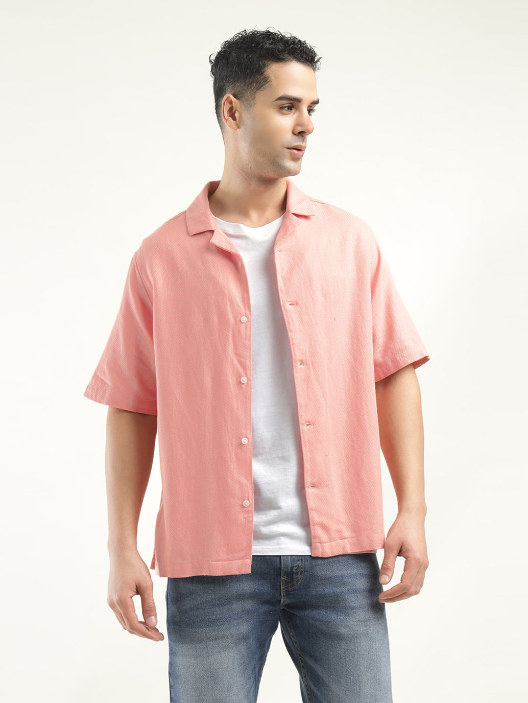 Men's Solid Camp Collar Shirt - Styleshot View