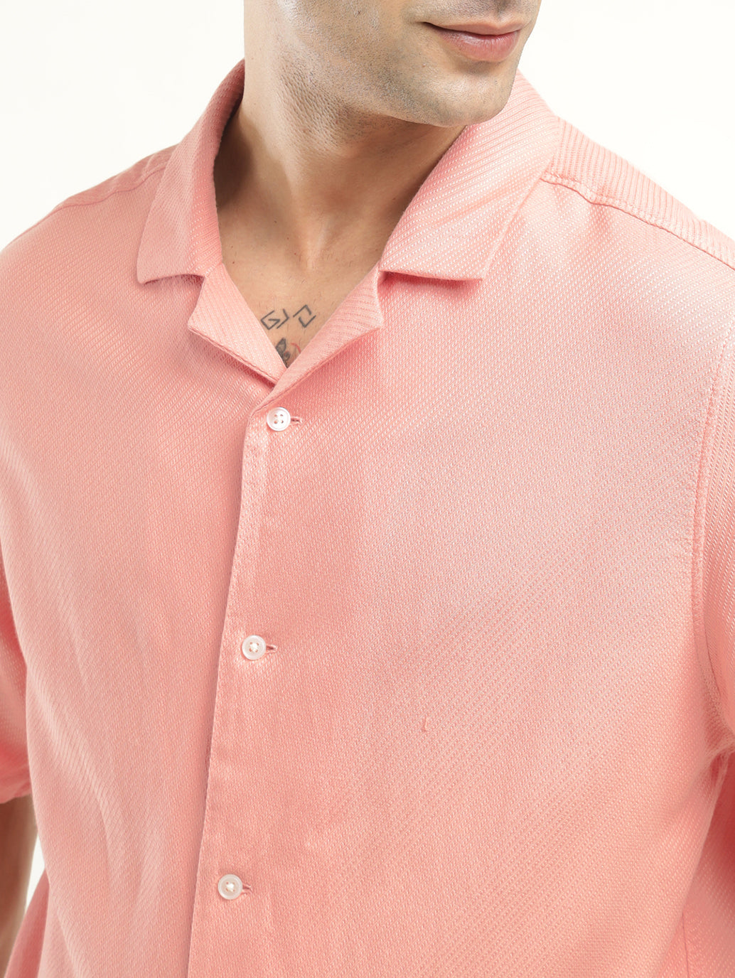 Men's Solid Camp Collar Shirt - Detail View