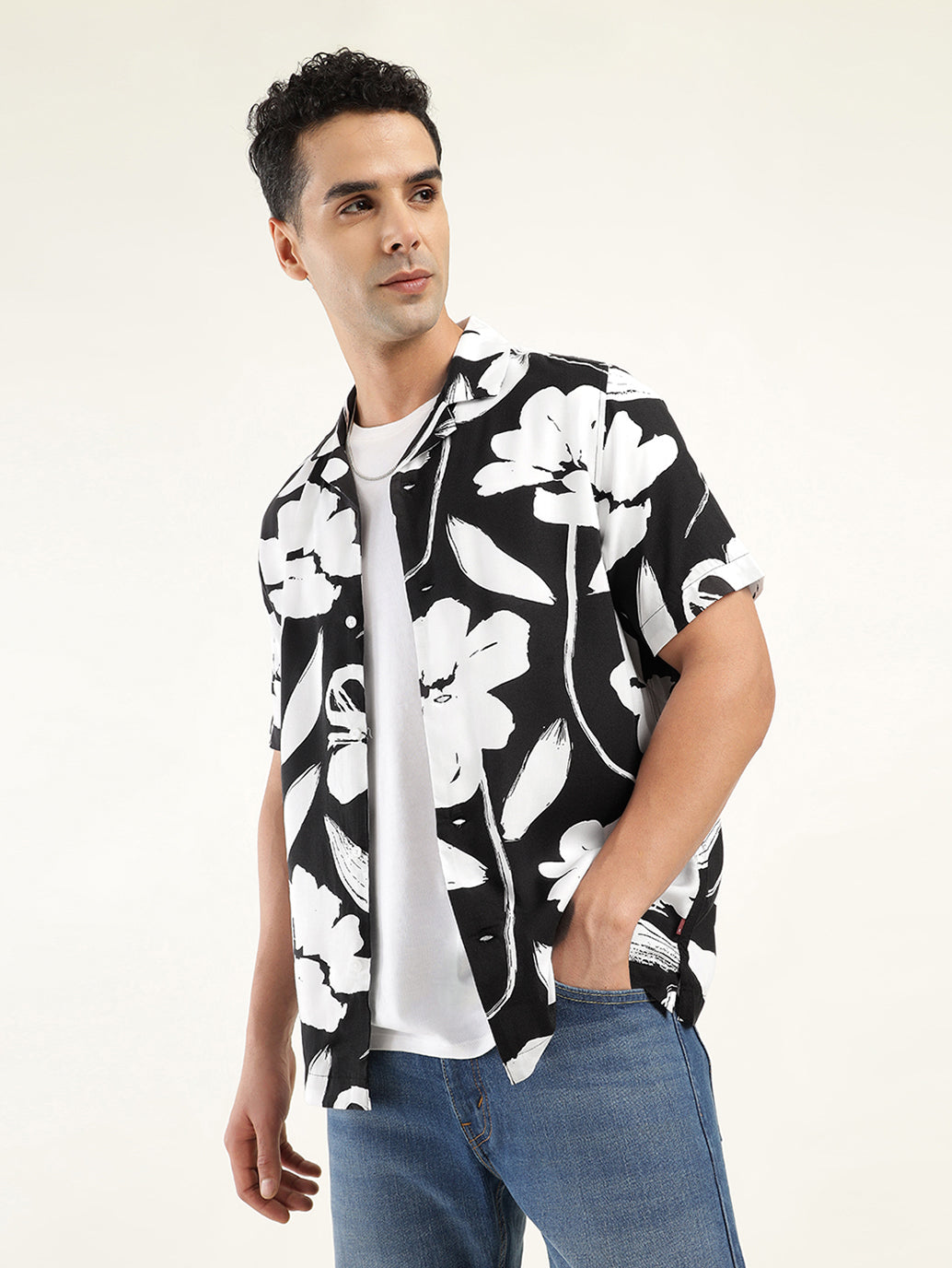 Men's Floral Print Camp Shirt - 8b7c8198-28ed-4ac1-a937-72d4d162d887 View