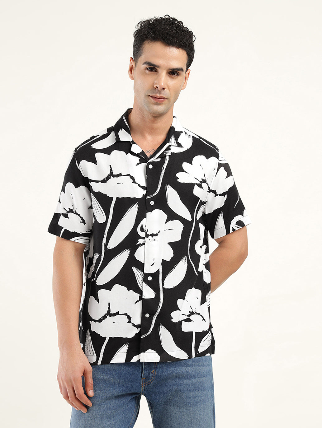 Men's Floral Print Camp Shirt - 8eb73a11-c3fd-4eb3-9e77-5d76497a1fcf View