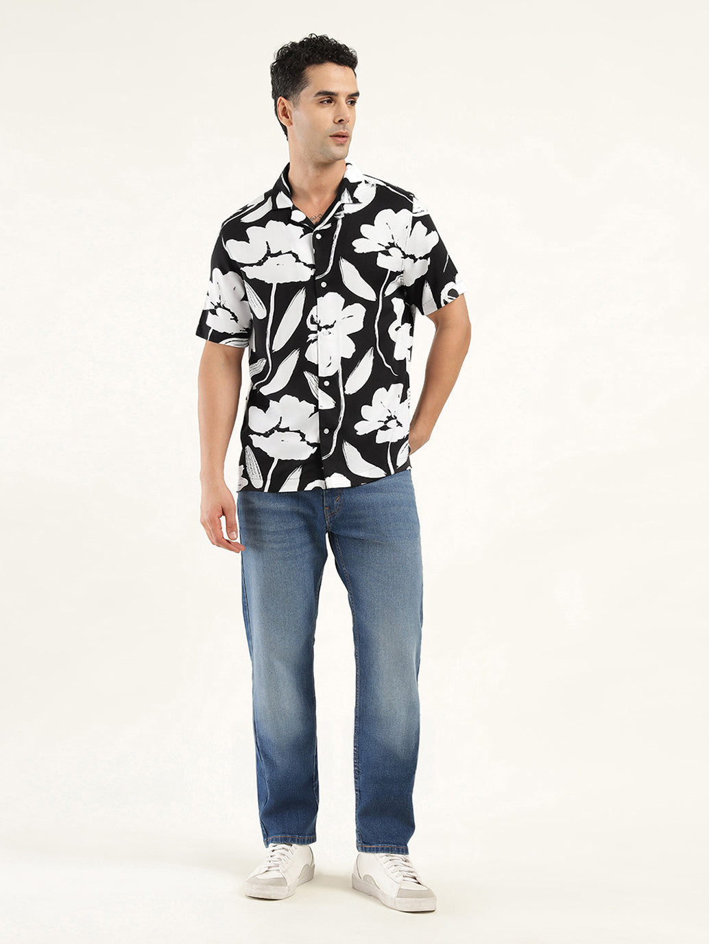 Men's Floral Print Camp Shirt - 18fbe125-87f5-48c9-b023-54475fdd7af0 View