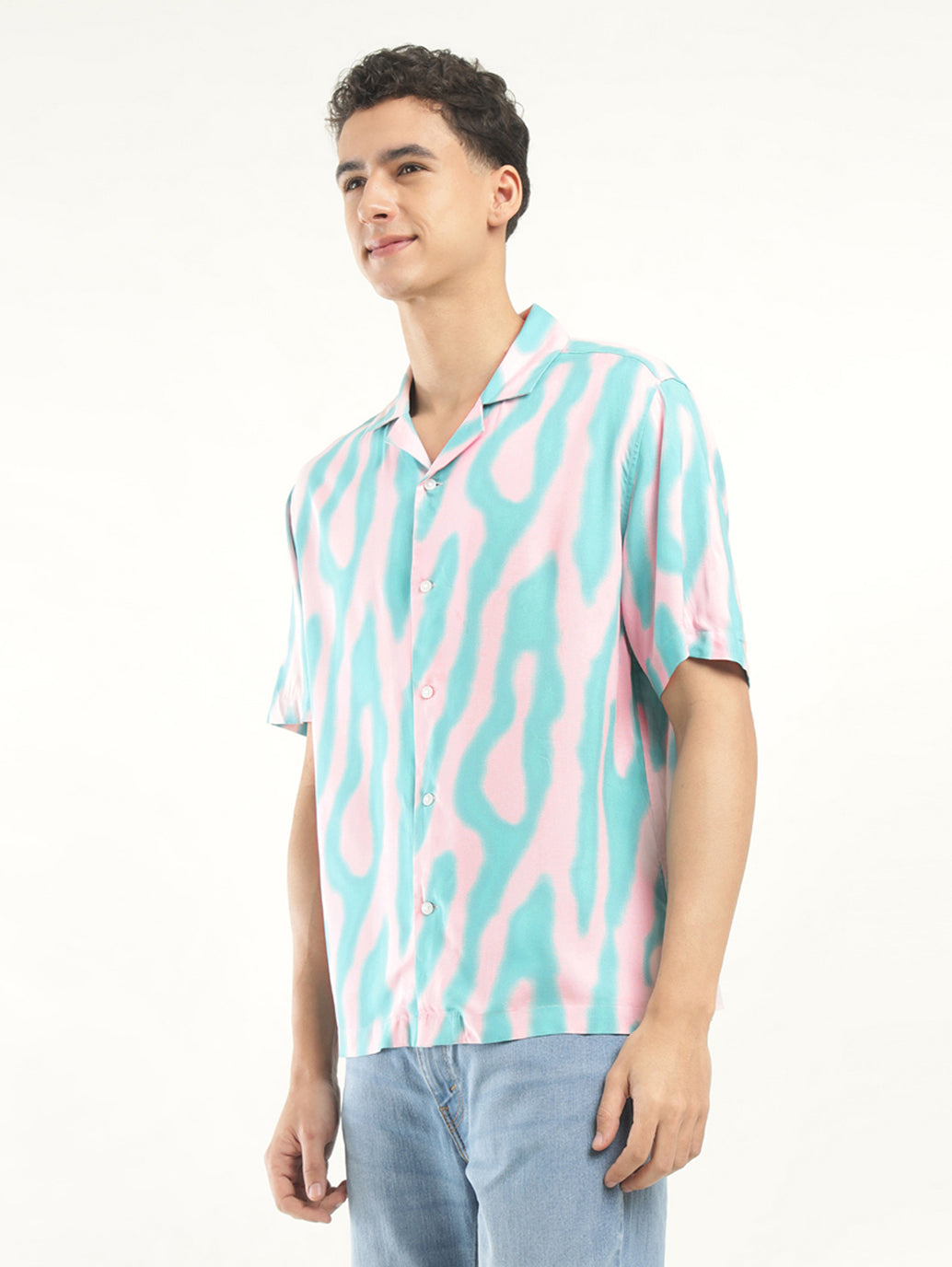 Men's Printed Camp Shirt - Side View