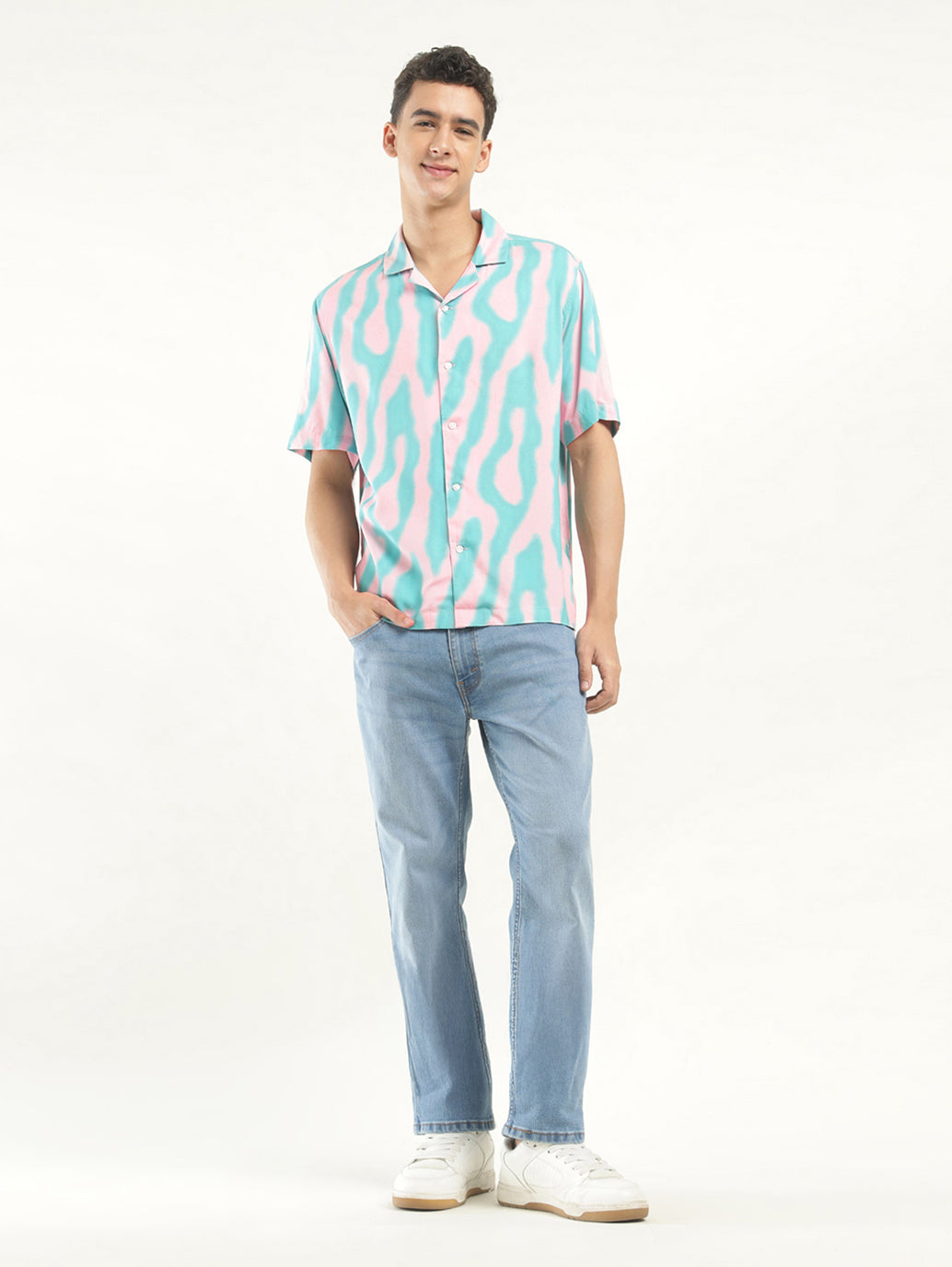 Men's Printed Camp Shirt - ModelFront View