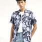 Men's Abstract Print Lapel Collar Shirt - Styleshot View