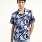 Men's Abstract Print Lapel Collar Shirt - Front View