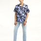 Men's Abstract Print Lapel Collar Shirt - ModelFront View