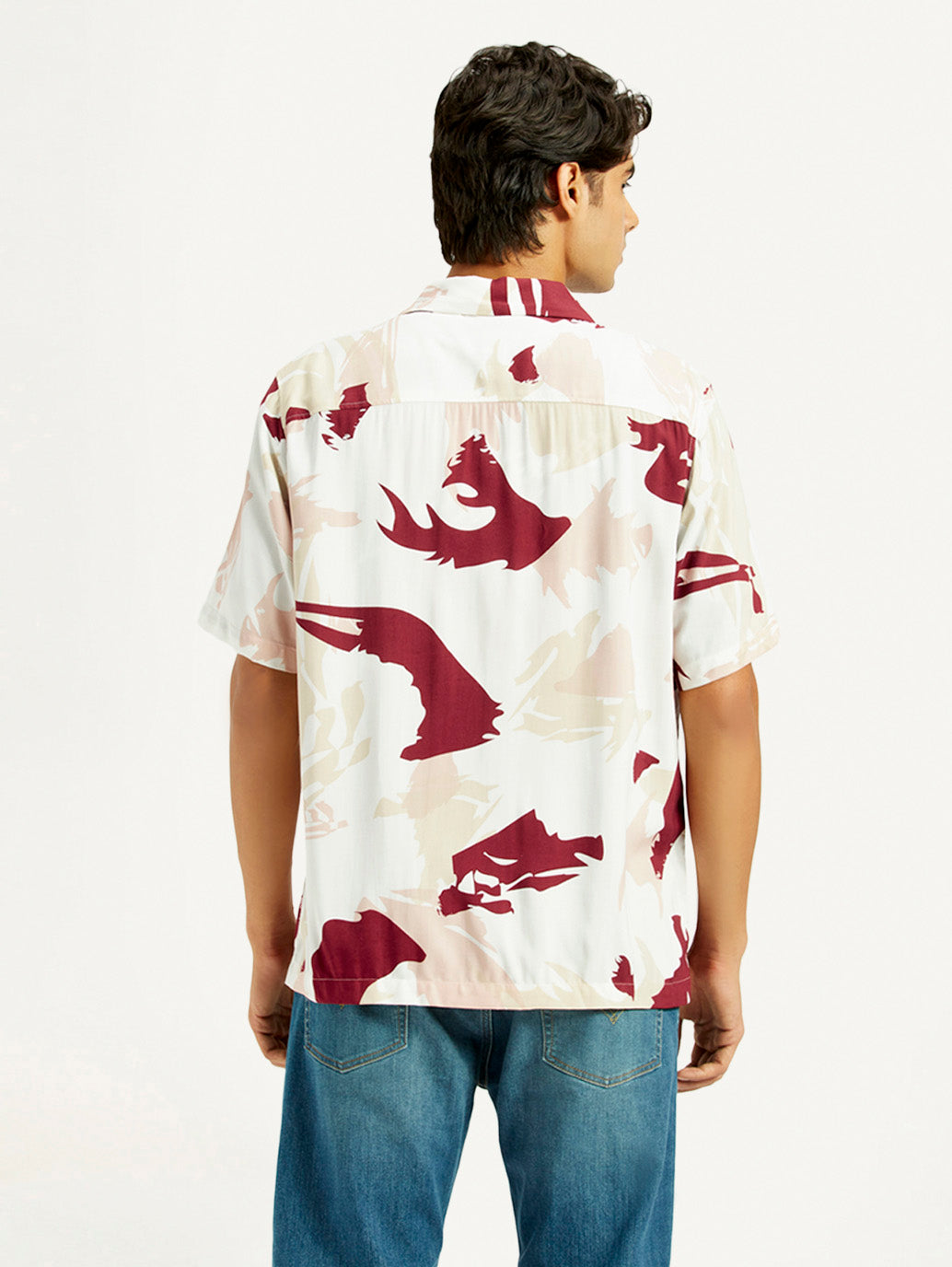 Men's Abstract Multi Color Camp Shirt - Back View