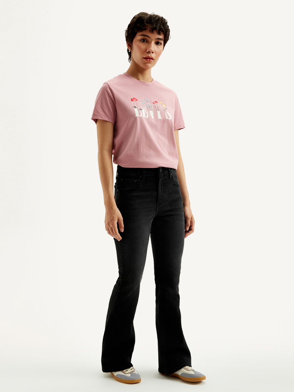 Women's 726 Black Flared Fit High Rise Jeans - Side View