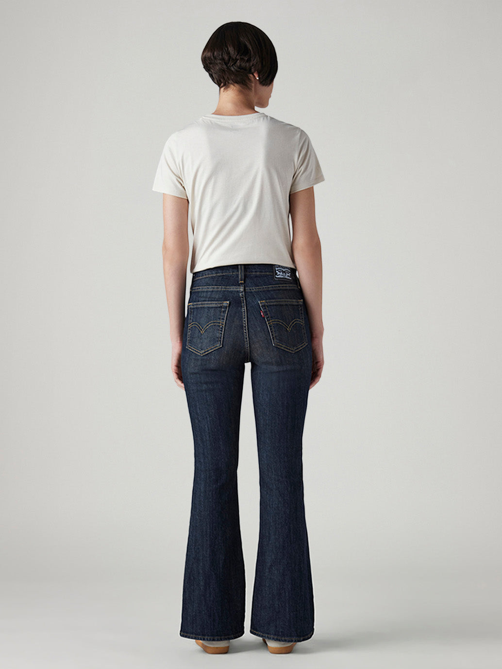 Women's 726 Dark Blue Flared Fit High Rise Tinted Jeans - Back View