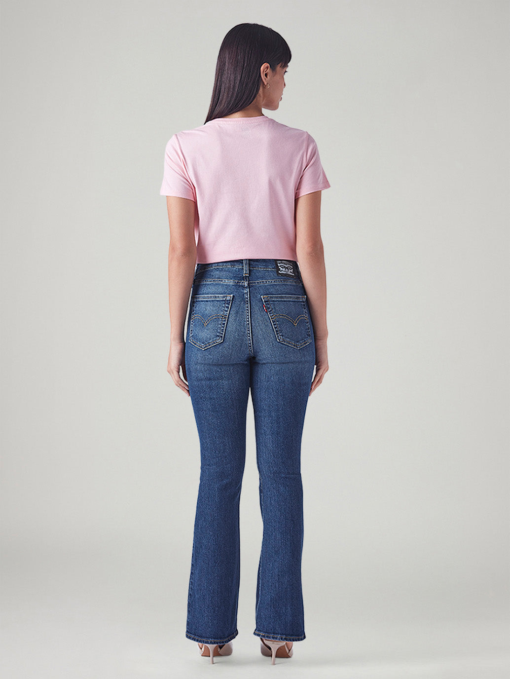 Women's 726 Blue Flared Fit High Rise Jeans - Back View