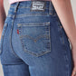 Women's 726 Blue Flared Fit High Rise Jeans - Detail View
