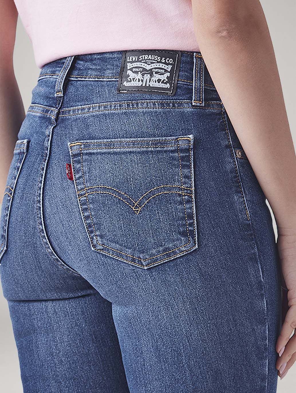 Women's 726 Blue Flared Fit High Rise Jeans - Detail View