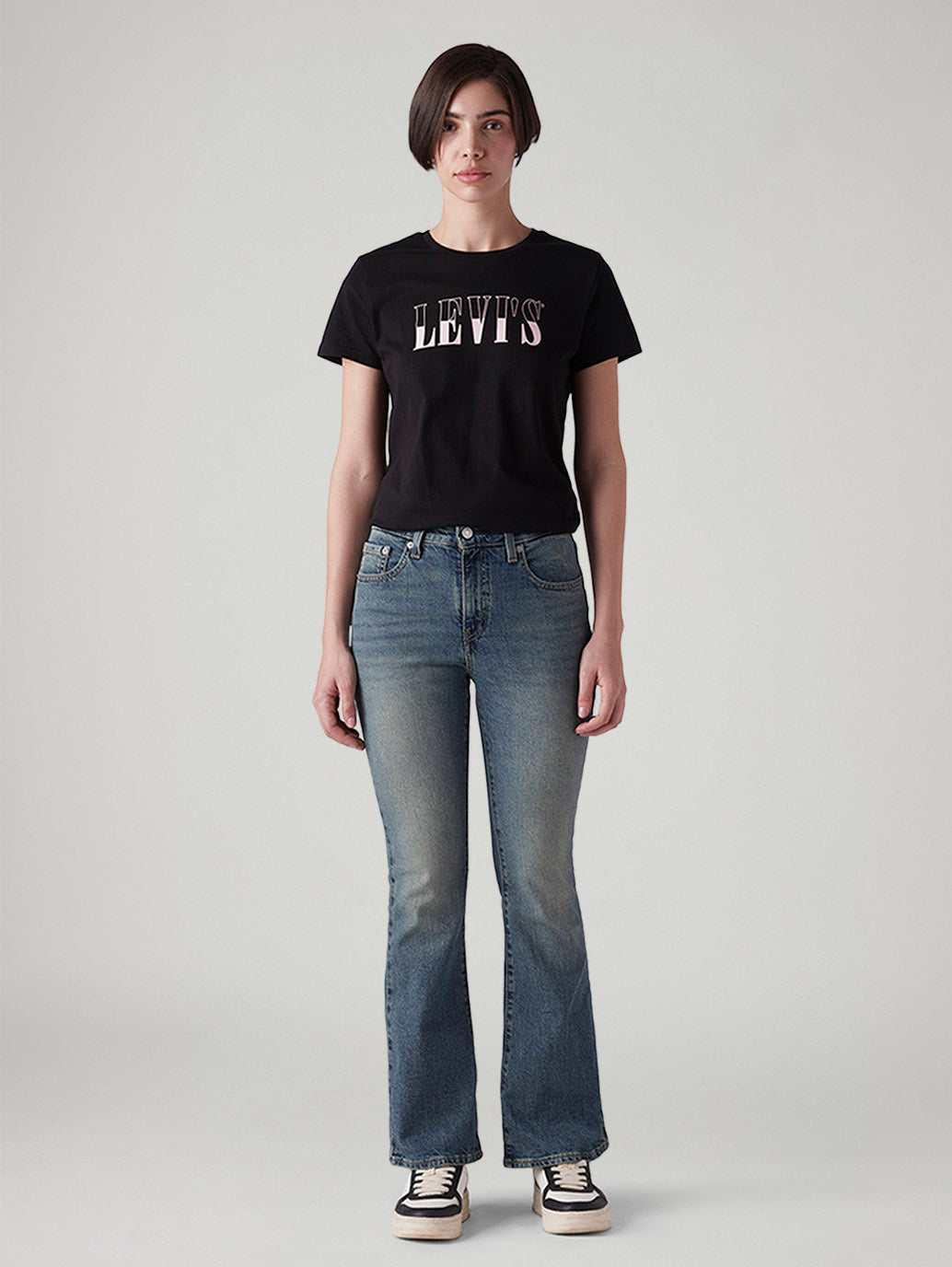 Women's 726 Blue Flared Fit High Rise Tinted Jeans - Front View