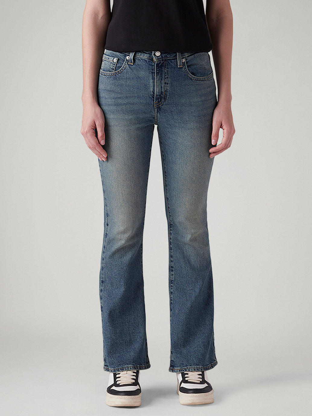 Women's 726 Med Indigo Flared Fit High Rise Tinted Jeans - Front View