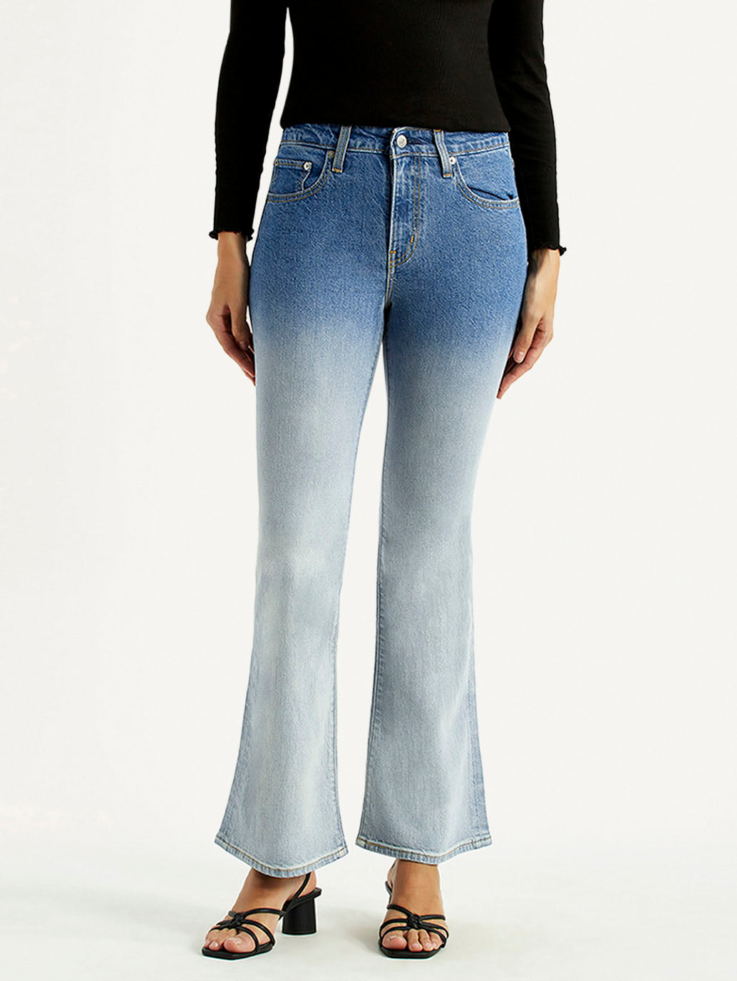 Women's 726 Light Indigo Flared Fit High Rise Jeans - Front View