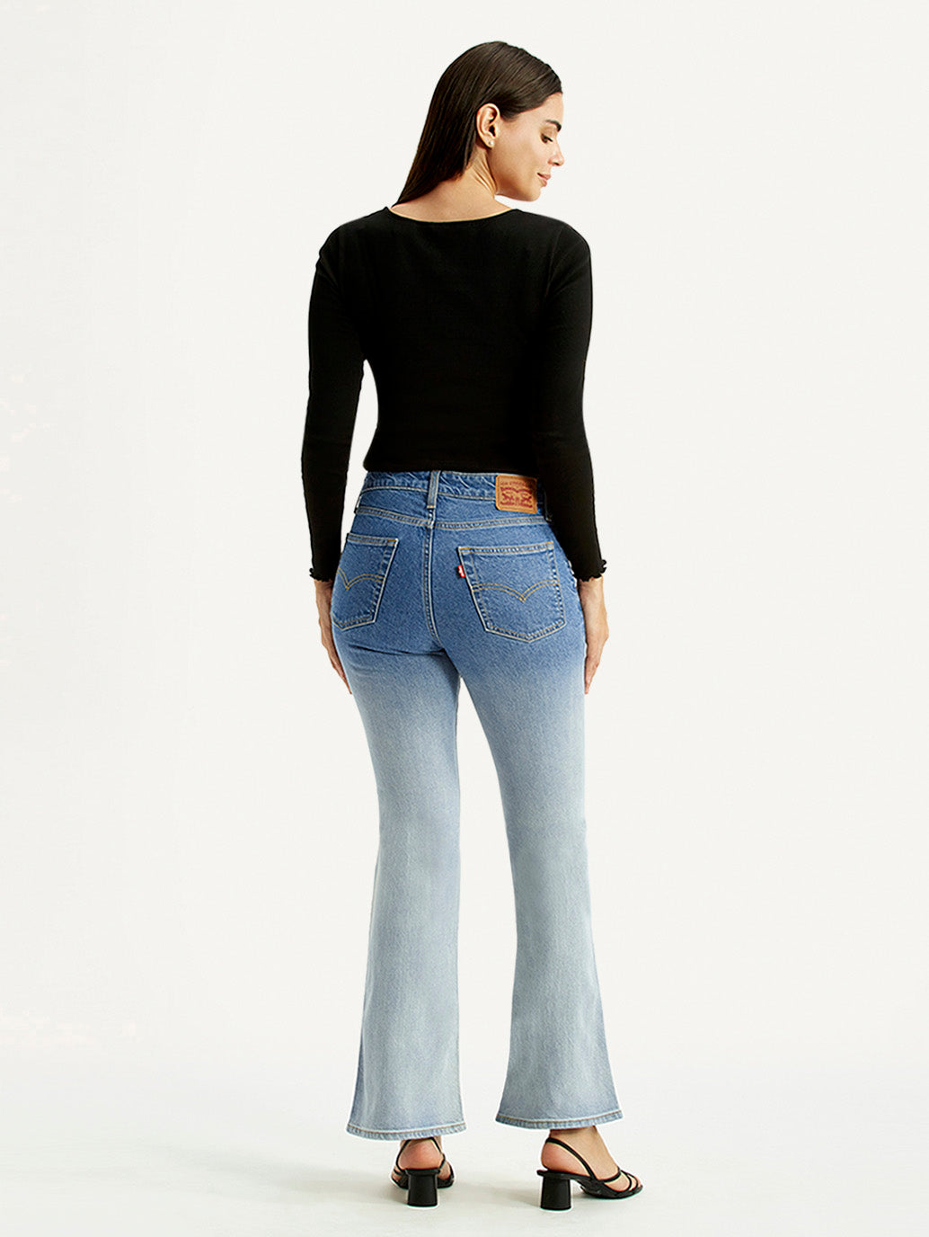 Women's 726 Light Indigo Flared Fit High Rise Jeans - Back View
